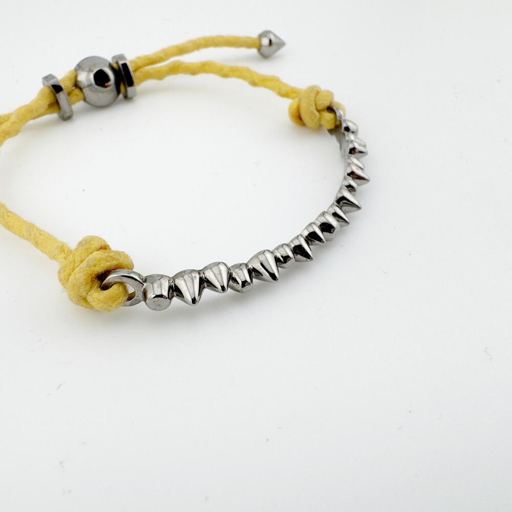 Eddie Borgo Spiked Cone Bracelet Women's Adjustable Yellow Cord - Picture 7 of 10